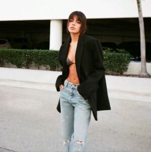 Zara Double Breasted Oversized Black Blazer Sz M